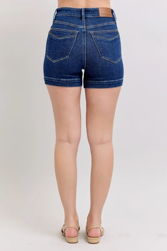Judy Blue Full Size High Waist Tummy Control Denim Shorts Plus Size - Lilixa.store
