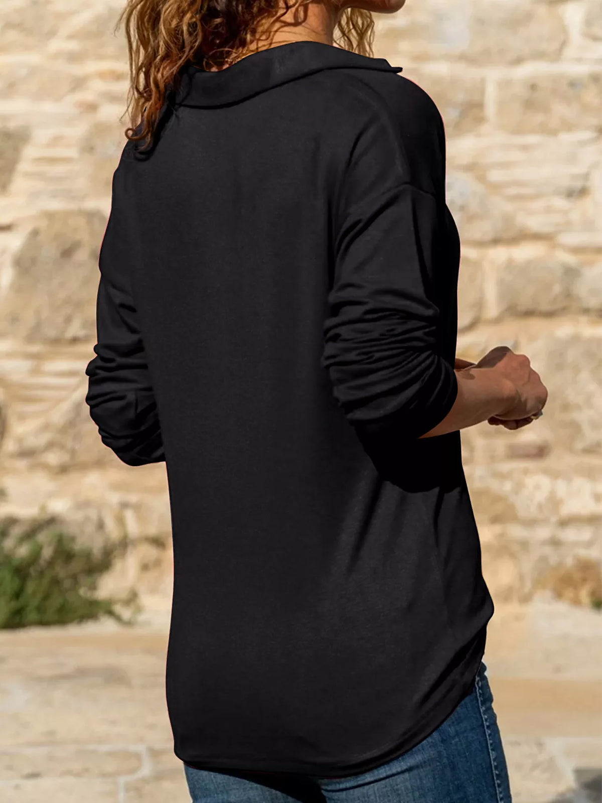 Johnny Collar Long Sleeve Top, view 3