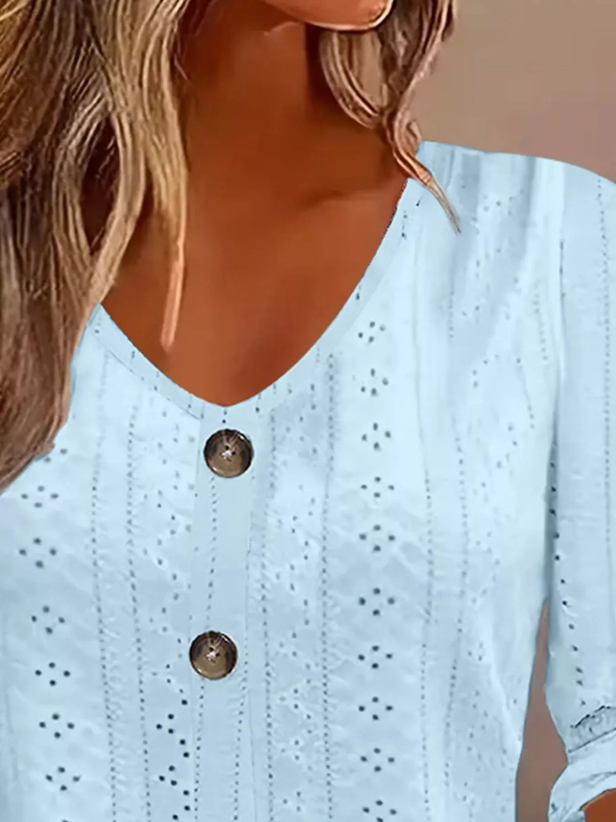 Eyelet Tie-Sleeve Detail Top, view 5