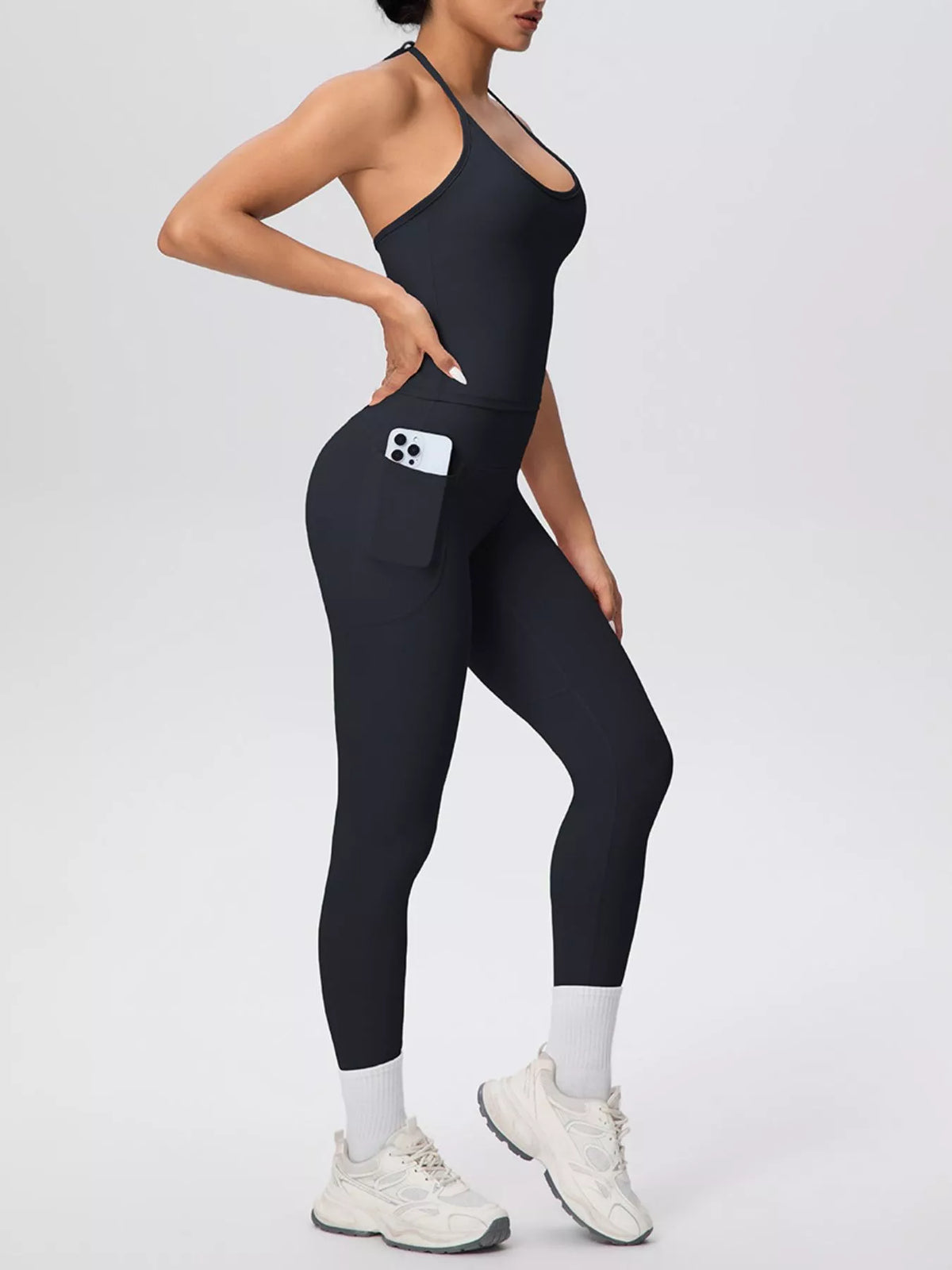 Halter Neck Cami and High-Waisted Leggings Active Set - Lilixa.store