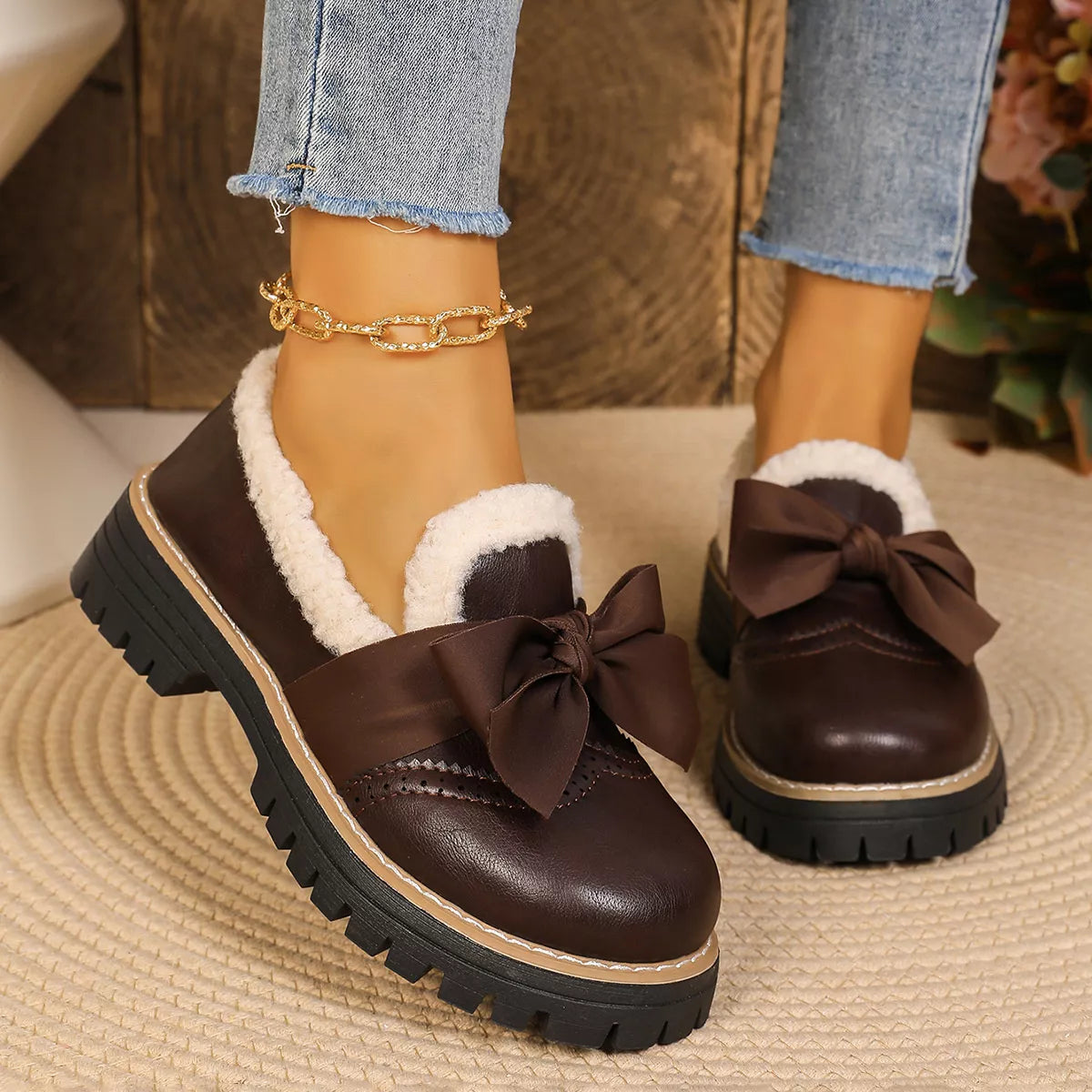 Bow Round Toe Loafers