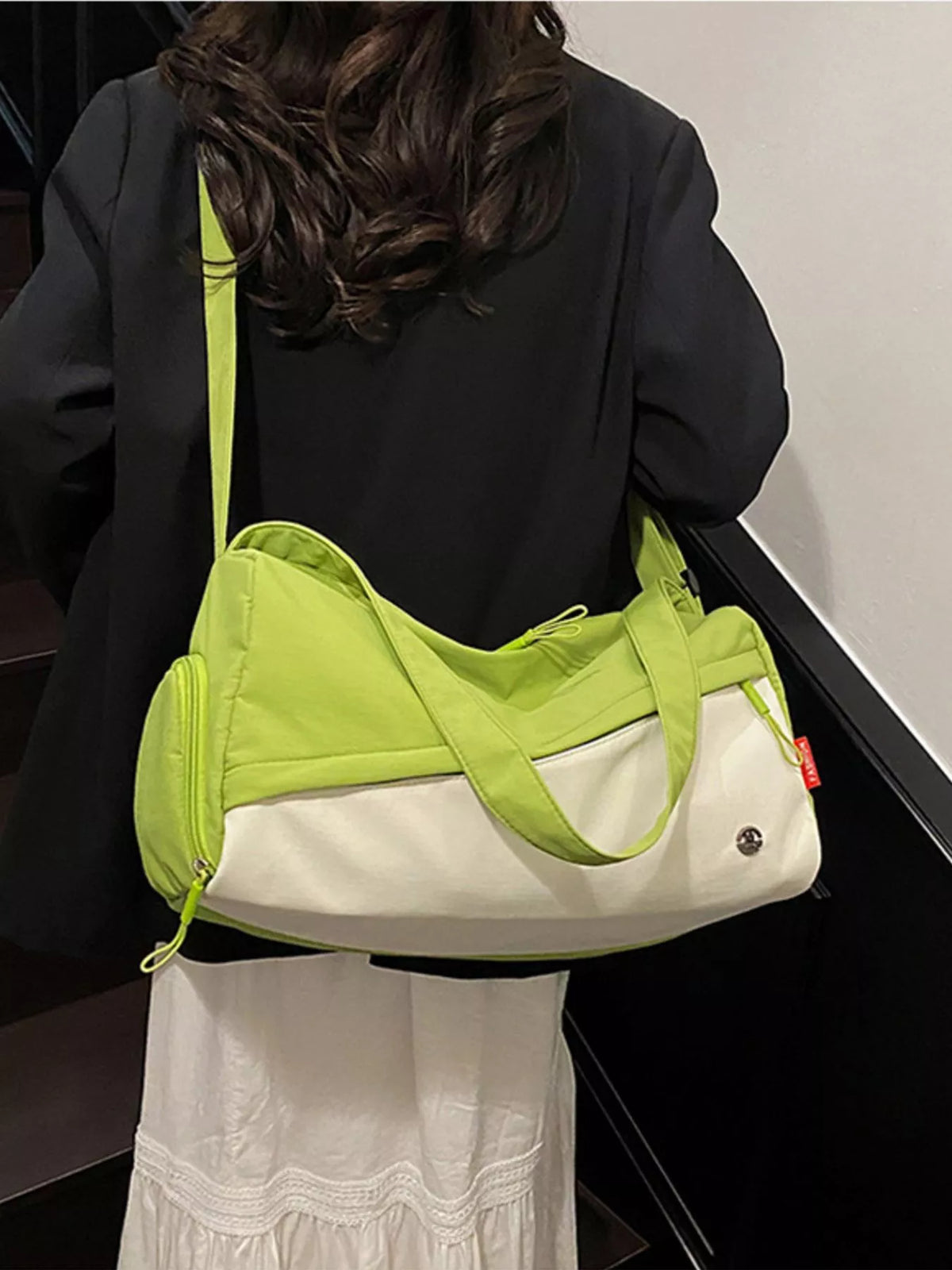 Color Block Travel Bag in Green, view 2