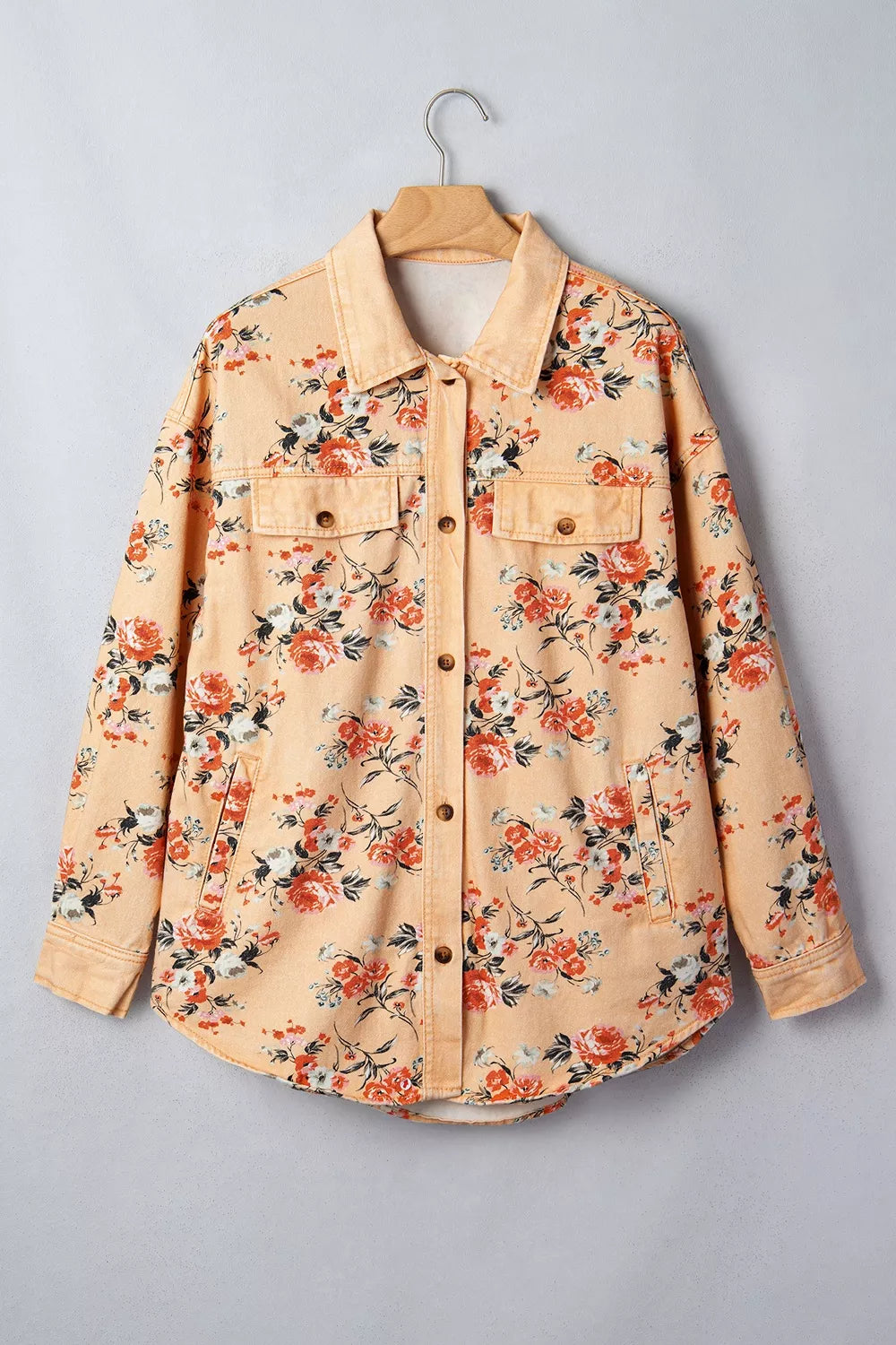 Floral Print Long Sleeve Denim Jacket - Lilixa.store