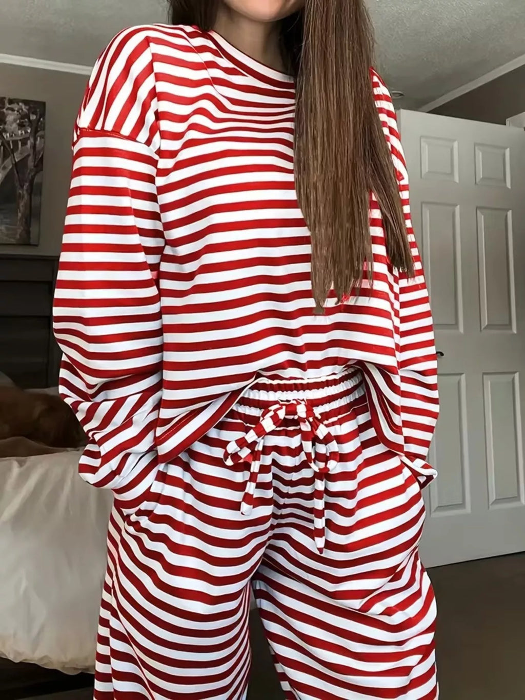 Striped Long Sleeve Top and Pants Set - Lilixa.store