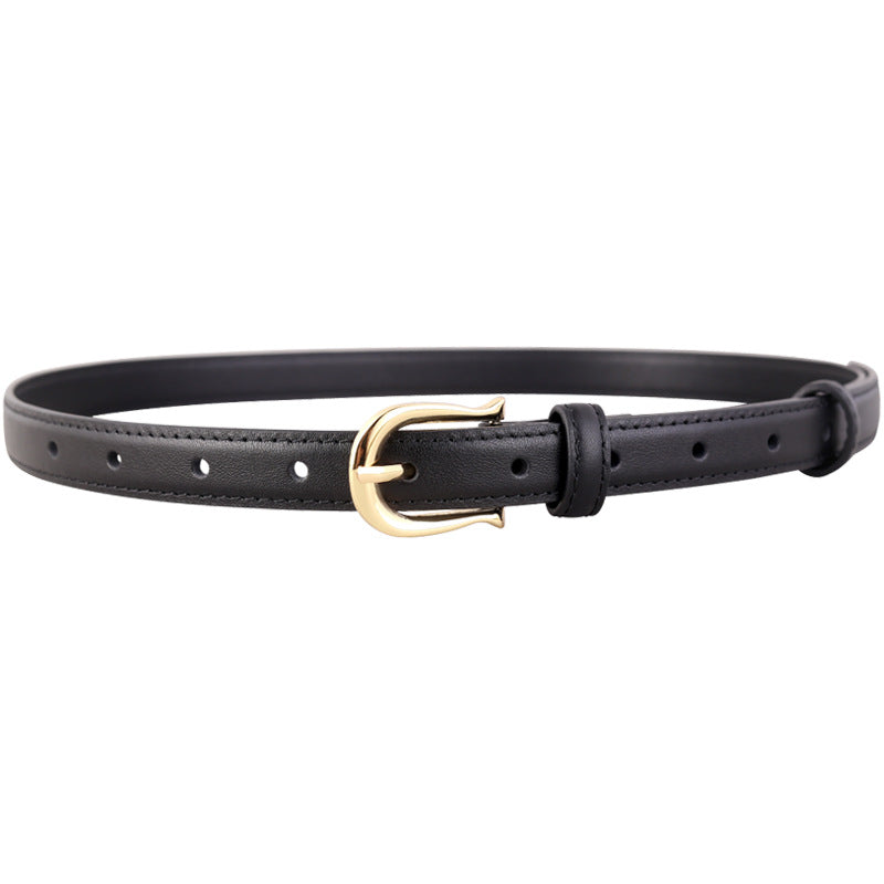 Leather Belt with Golden Buckle - Lilixa.store