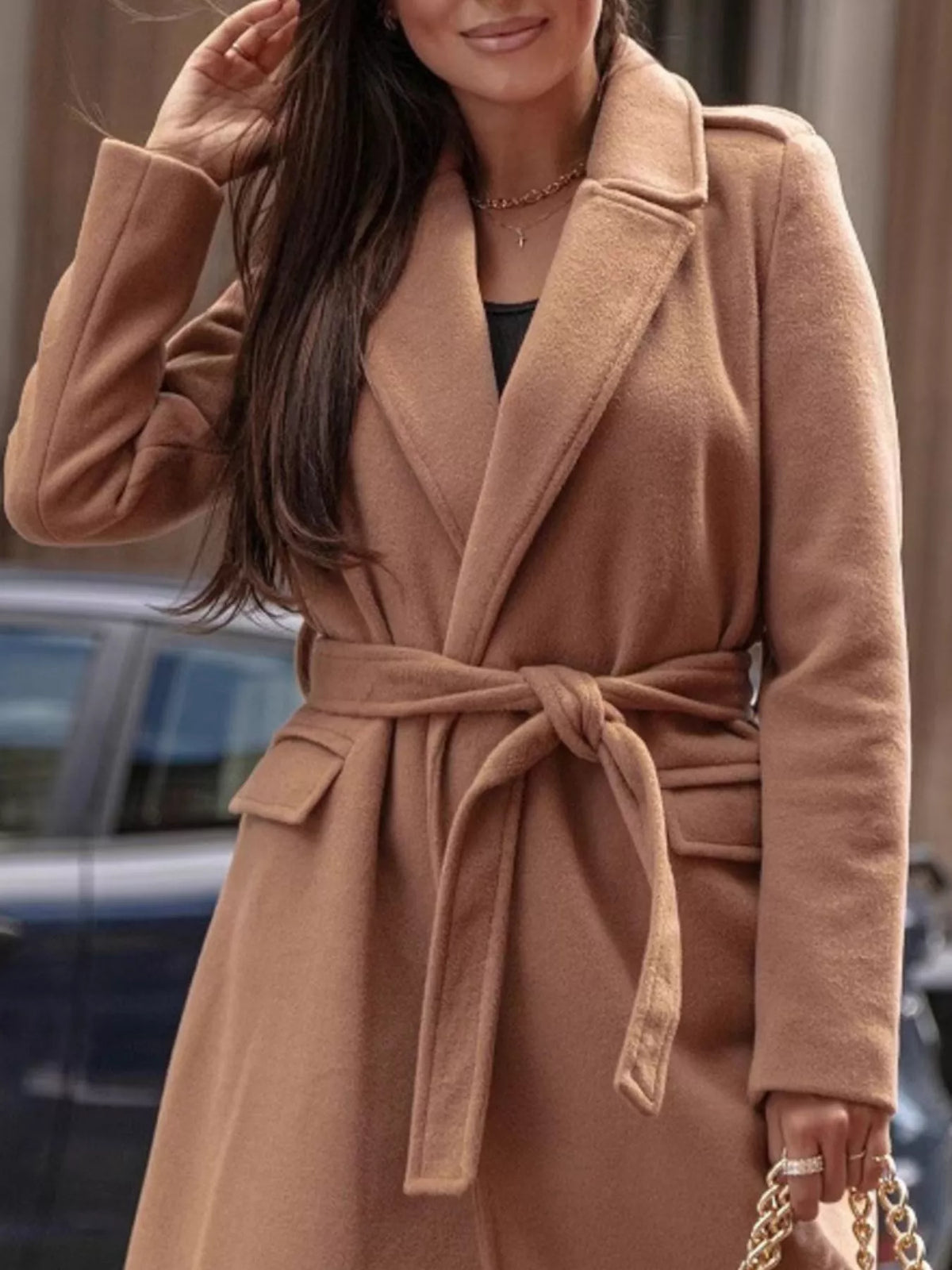 Tie Waist Longline Outerwear - Lilixa.store