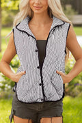 Striped Quilted Vest Coat - Lilixa.store