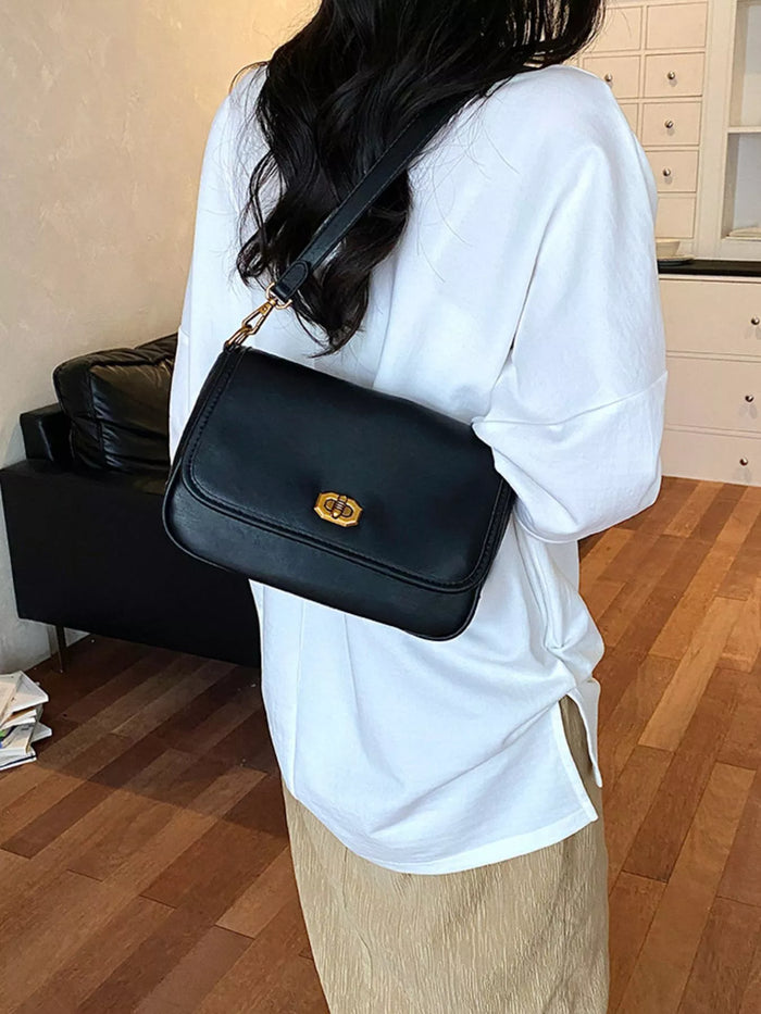 Twist Lock Flap Shoulder Bag - Lilixa.store