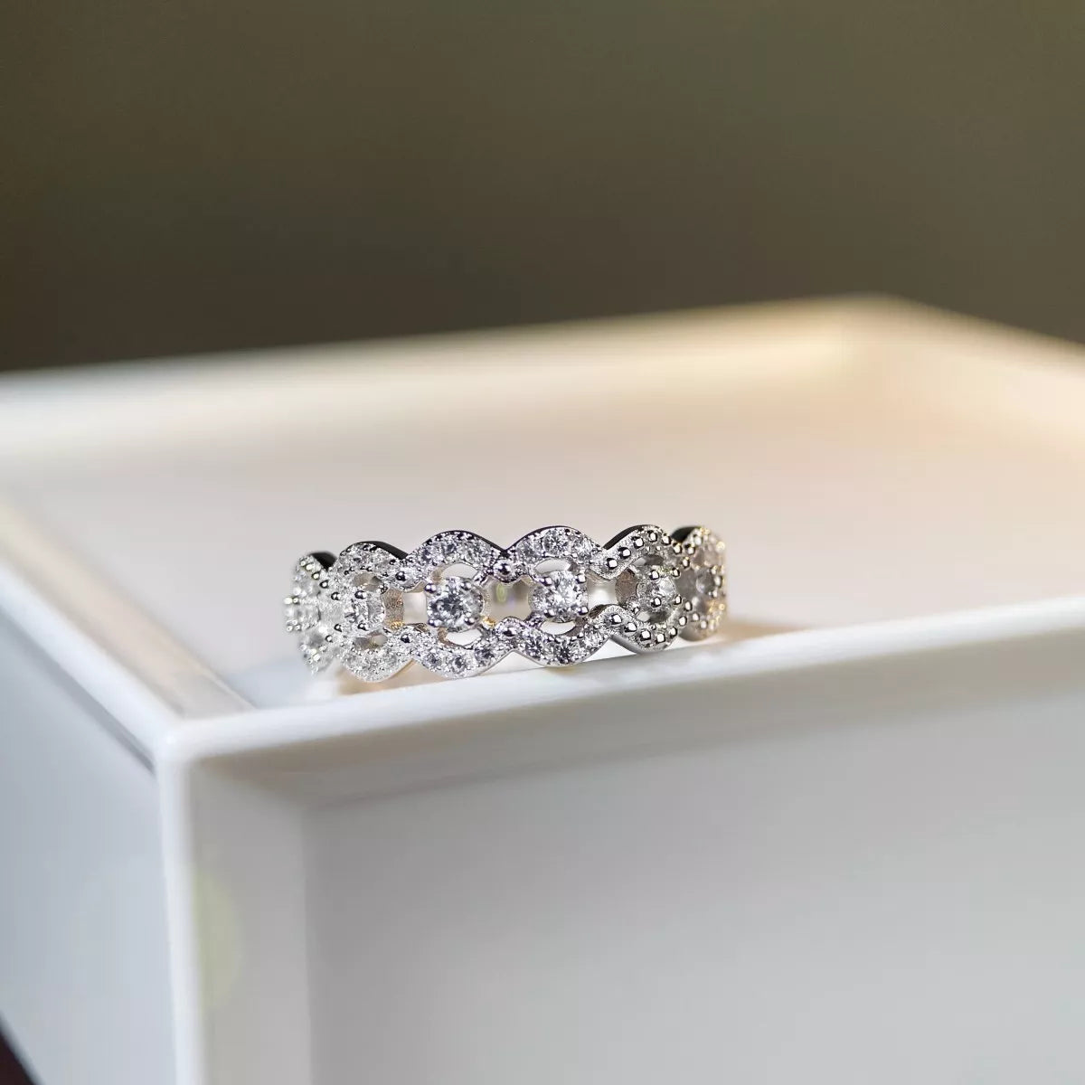 925 Sterling Silver Zircon Band Ring, view 4