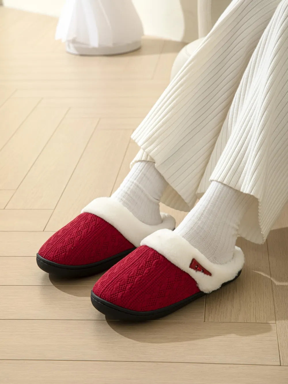 Horn Buckle Furry Texture Flat Slippers - Lilixa.store