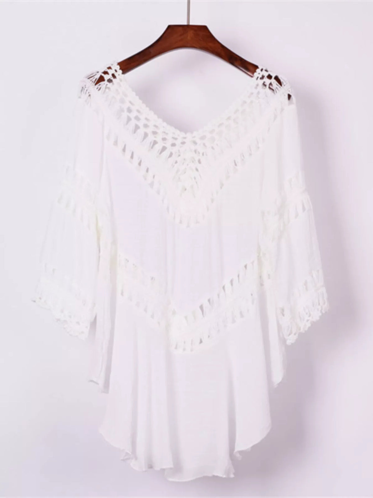 Crochet Trimmed Flowy Cover Up Dress - Lilixa.store