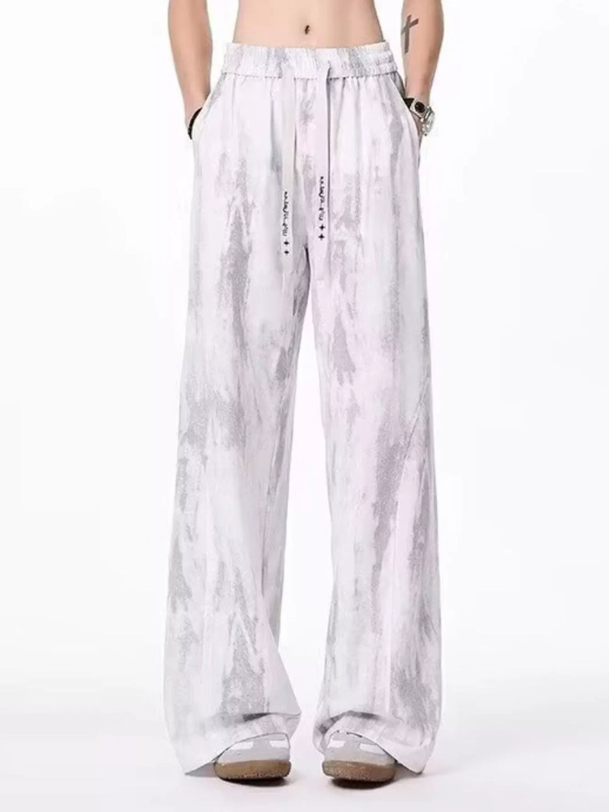 Men's Drawstring Wide-Leg Tie-Dye Casual Pants