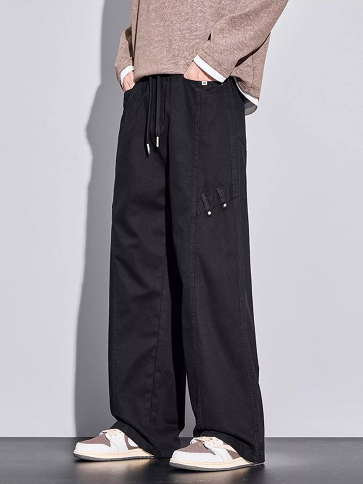 Men's Plus Size Loose Fit Casual Pants in Black