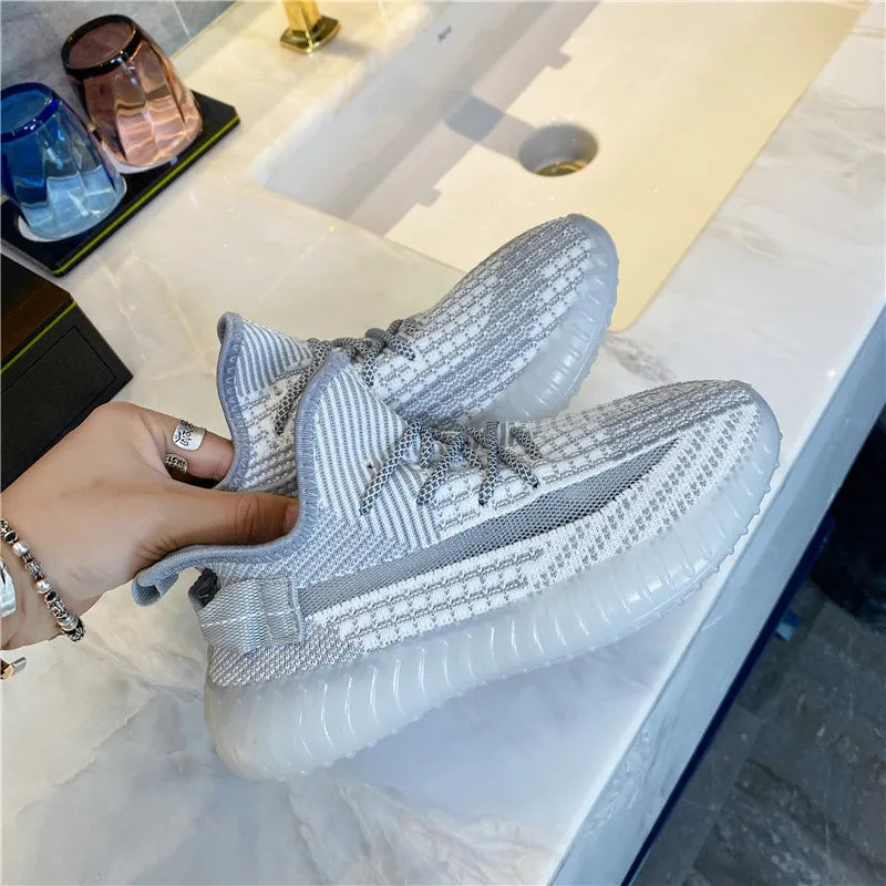 Mesh Lace-Up Platform Athletic Shoes - Lilixa.store