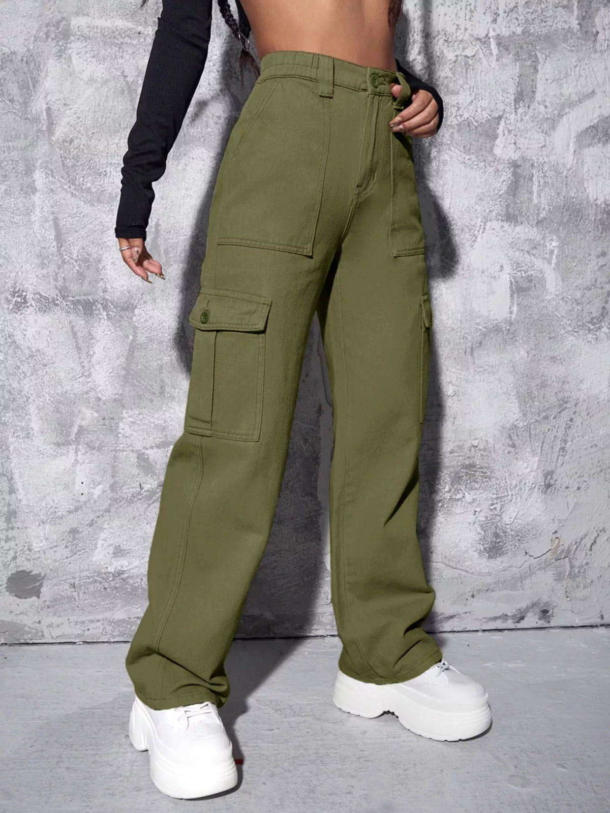 High-Waisted Cargo Jeans - Lilixa.store