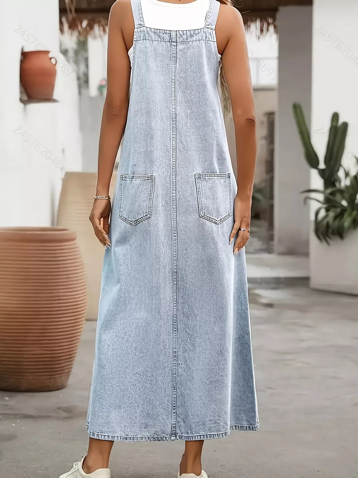 Adjustable Shoulder Straps Denim Overall Dress - Lilixa.store