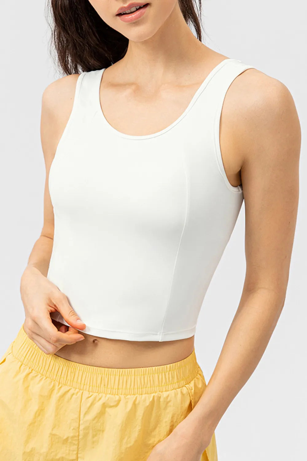 Round Neck Wide Strap Active Tank - Lilixa.store