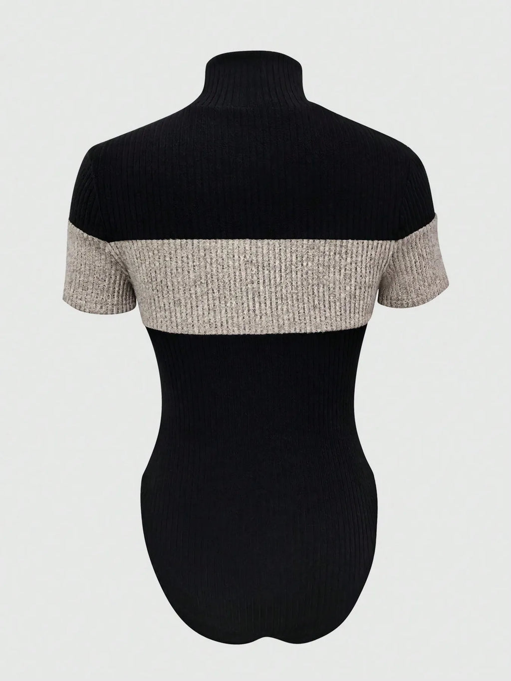 Color Block Turtleneck Ribbed Bodysuit - Lilixa.store