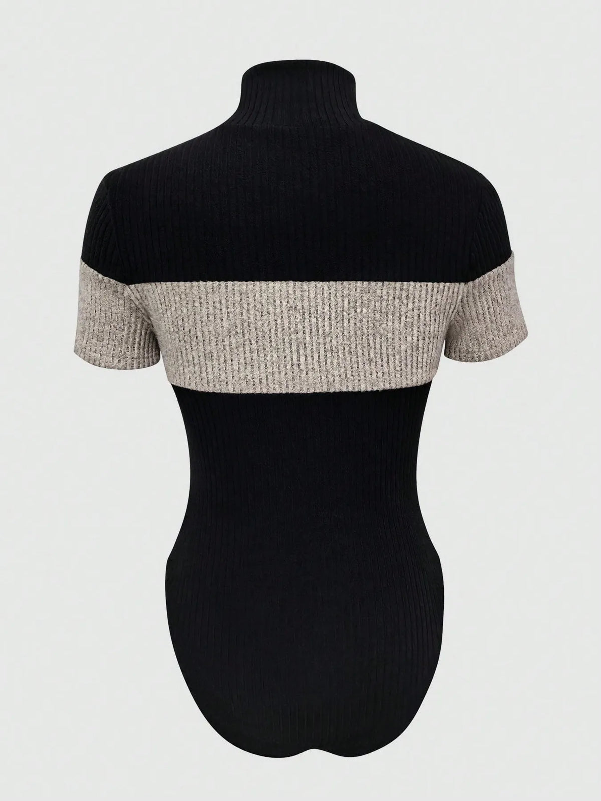 Color Block Turtleneck Ribbed Bodysuit - Lilixa.store