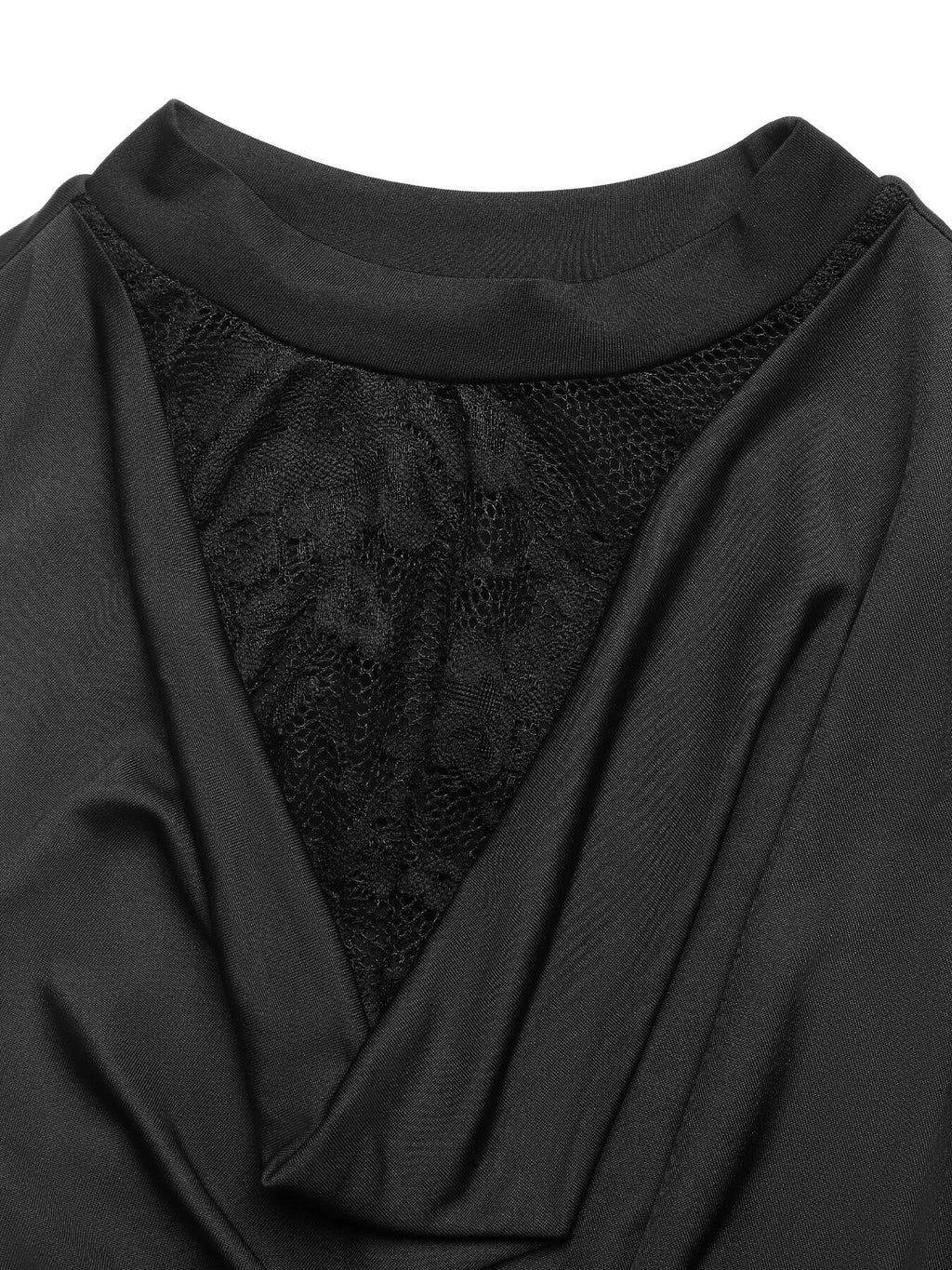 Lace Panel Cowl Neck Sleeveless Bodysuit - Lilixa.store