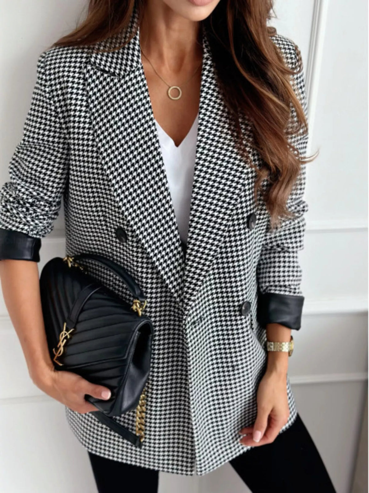 Lapel Collar Long Sleeve Blazer - Lilixa.store