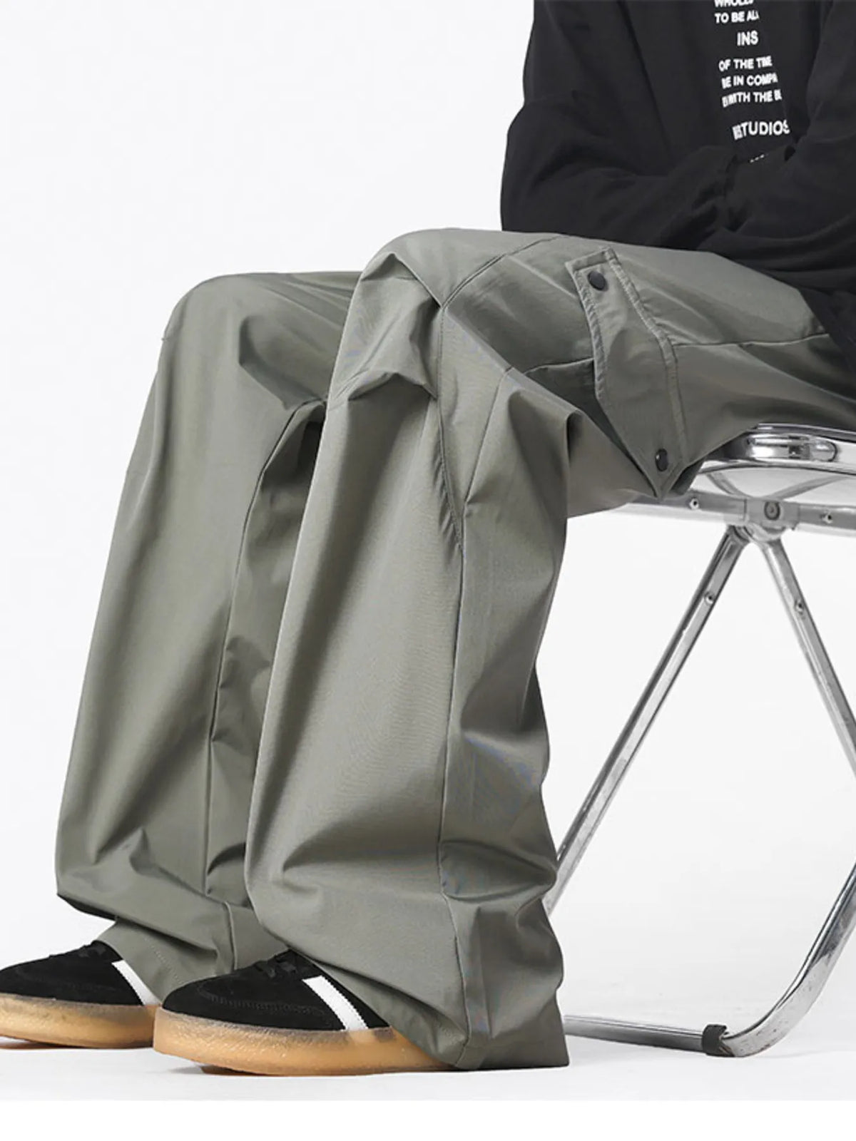 Men's Plus Size Drawstring Wide Leg Cargo Pants, view 4