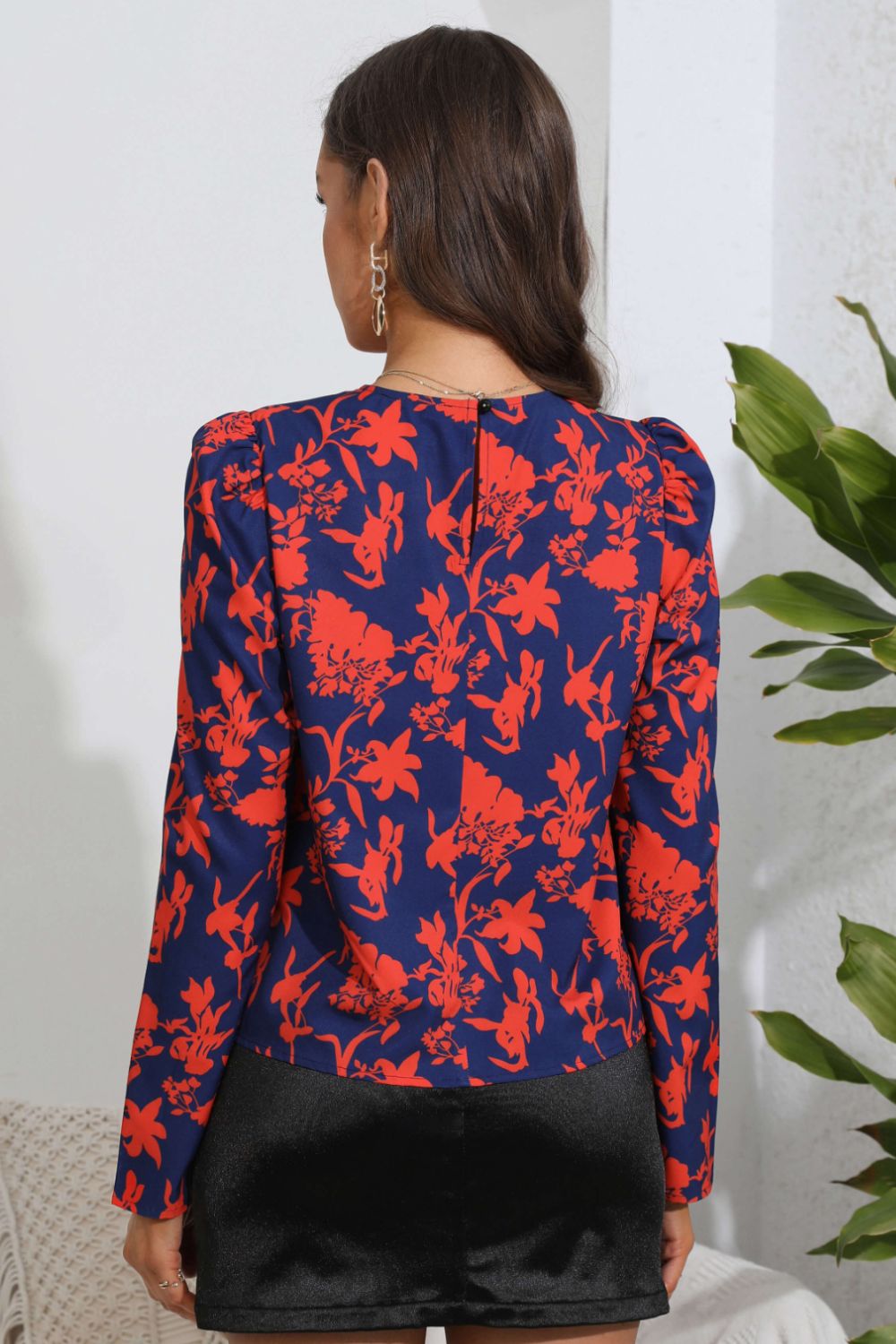 Floral Long Puff Sleeve Blouse - Lilixa.store
