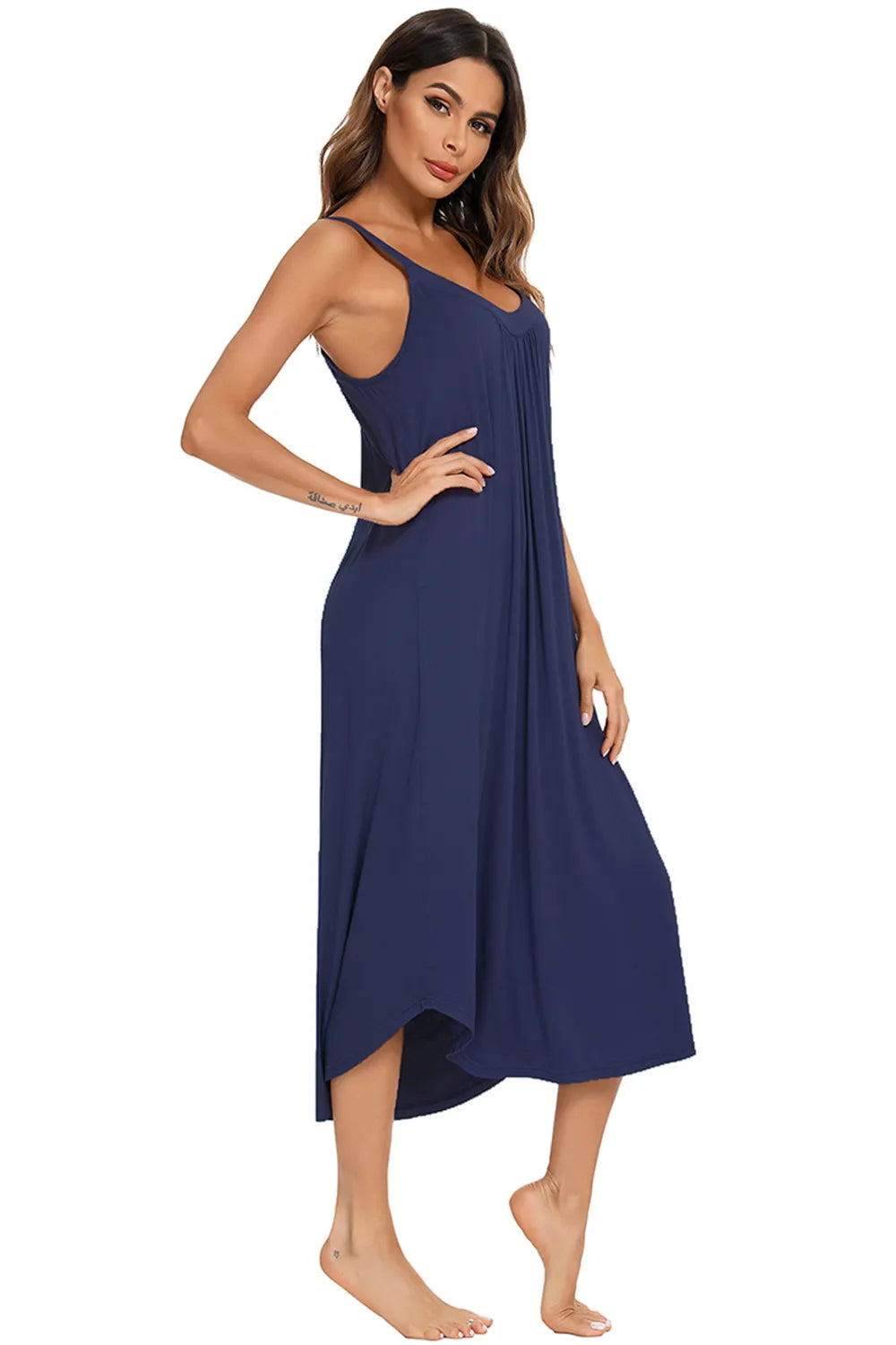 V-Neck Midi Lounge Dress - Lilixa.store