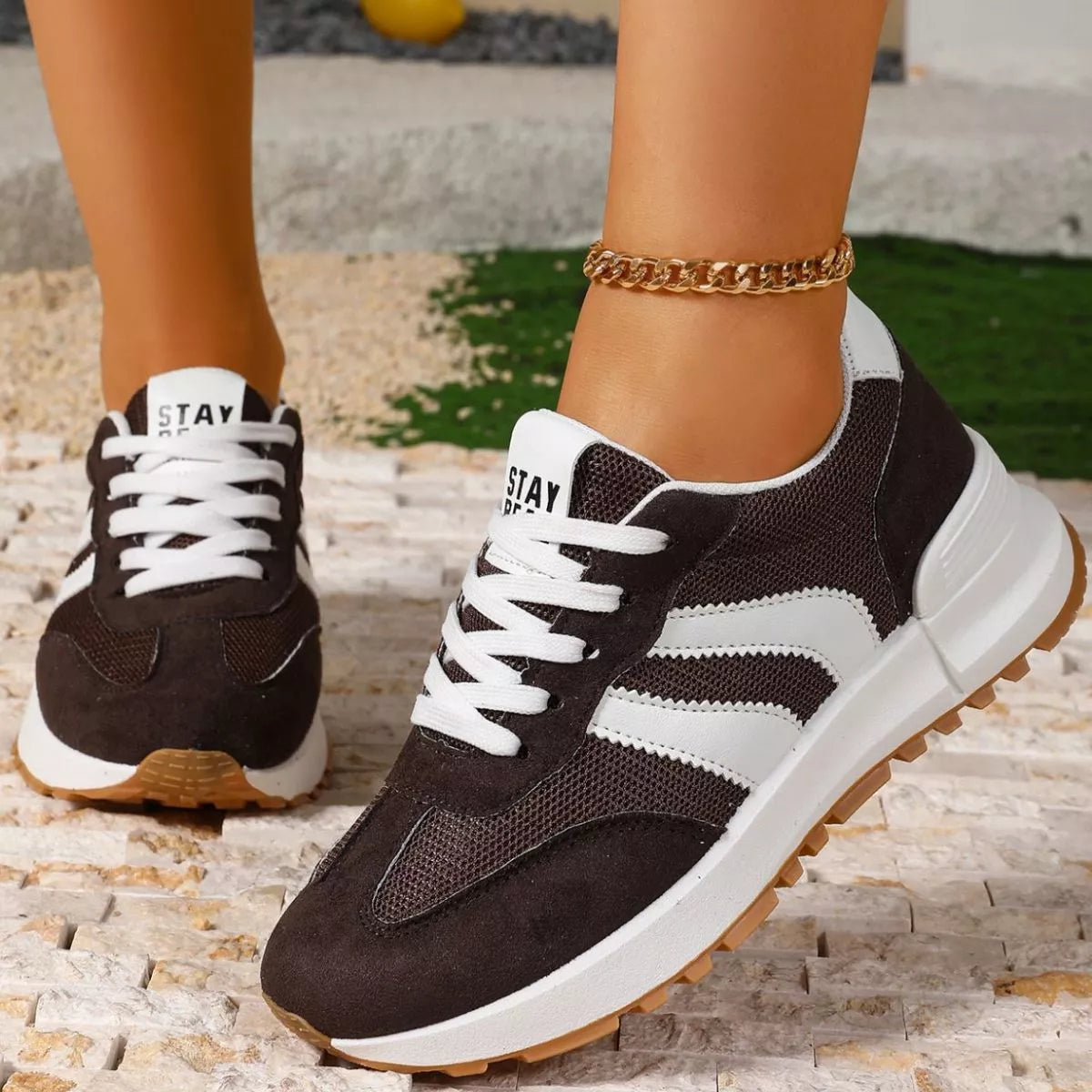 Round Toe Lace Up Sneakers - Lilixa.store