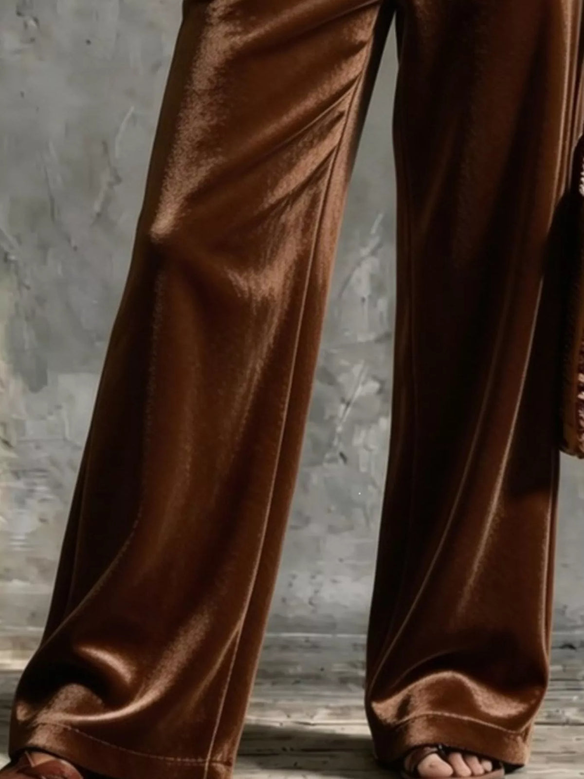 Full Size Velvet Wide-Leg Pants Plus Size