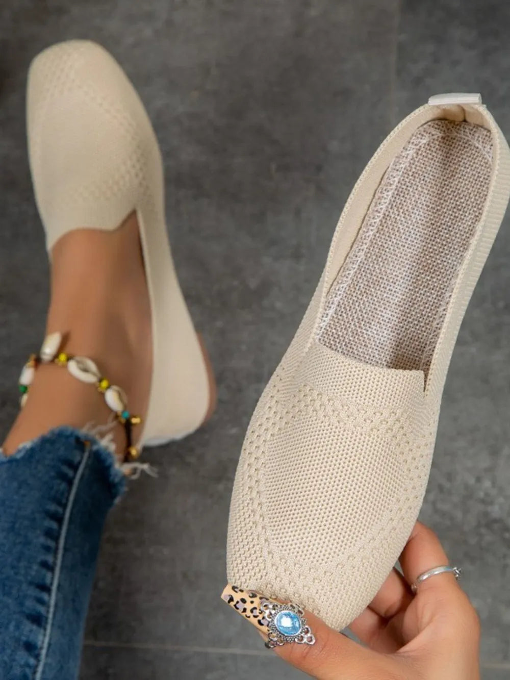 Square Toe Flat Slip-Ons, view 8