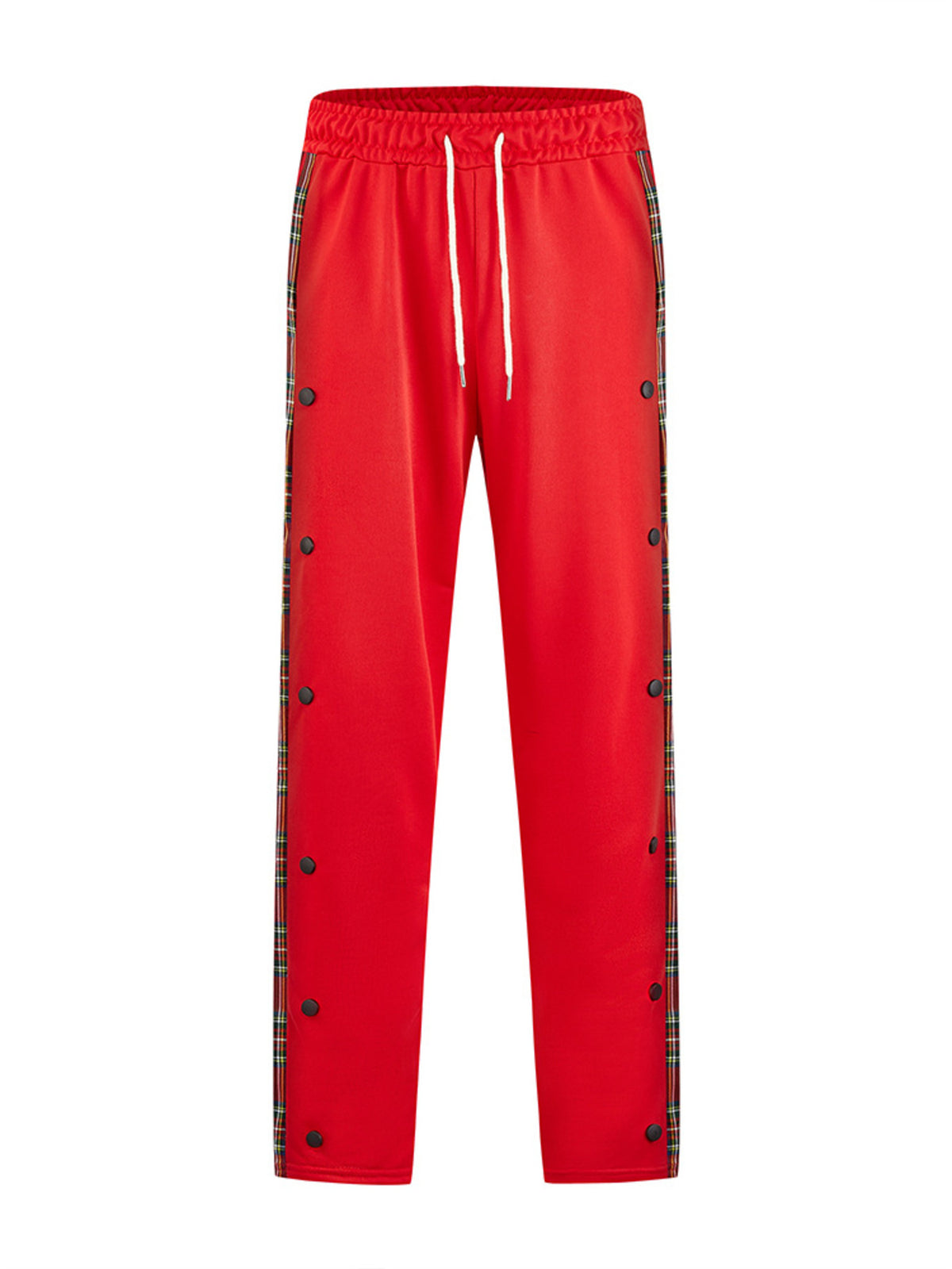 Men's Full Size Drawstring Plaid Side Stripe Pants Plus Size