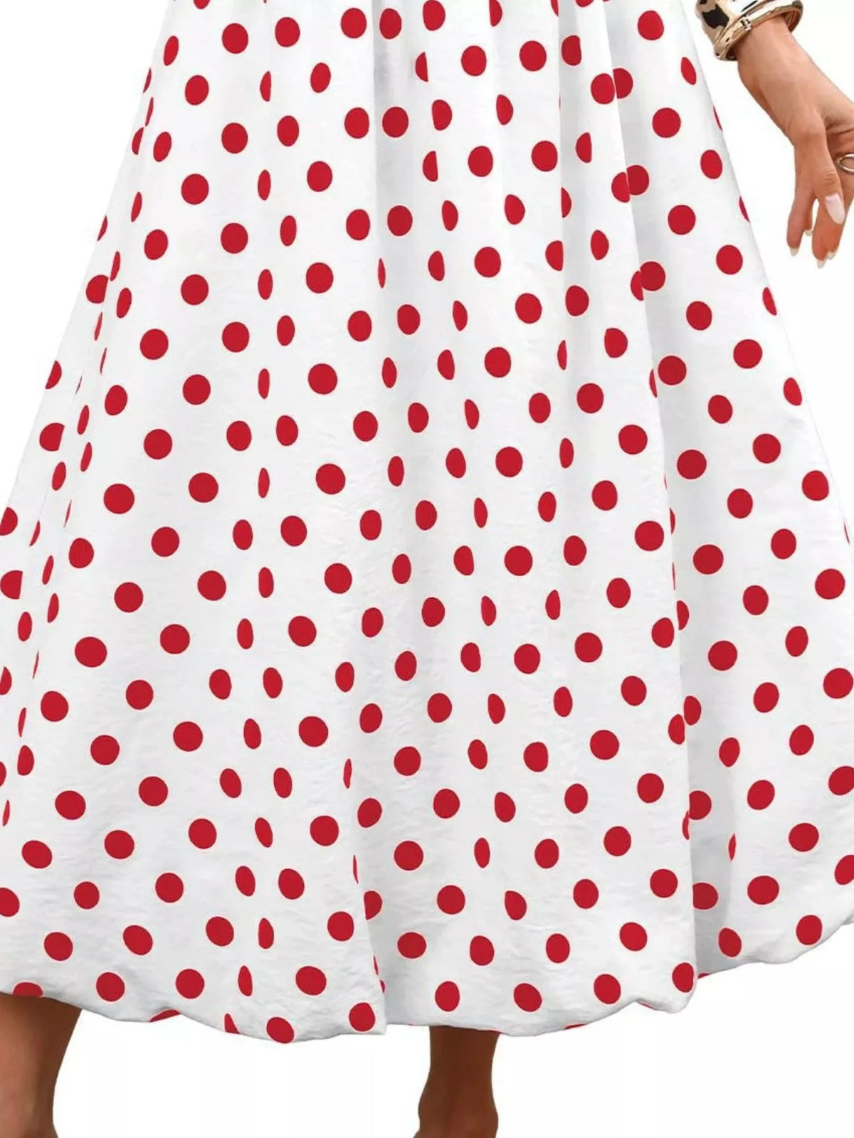 High-Waisted Polka Dot A-Line Midi Skirt, view 5