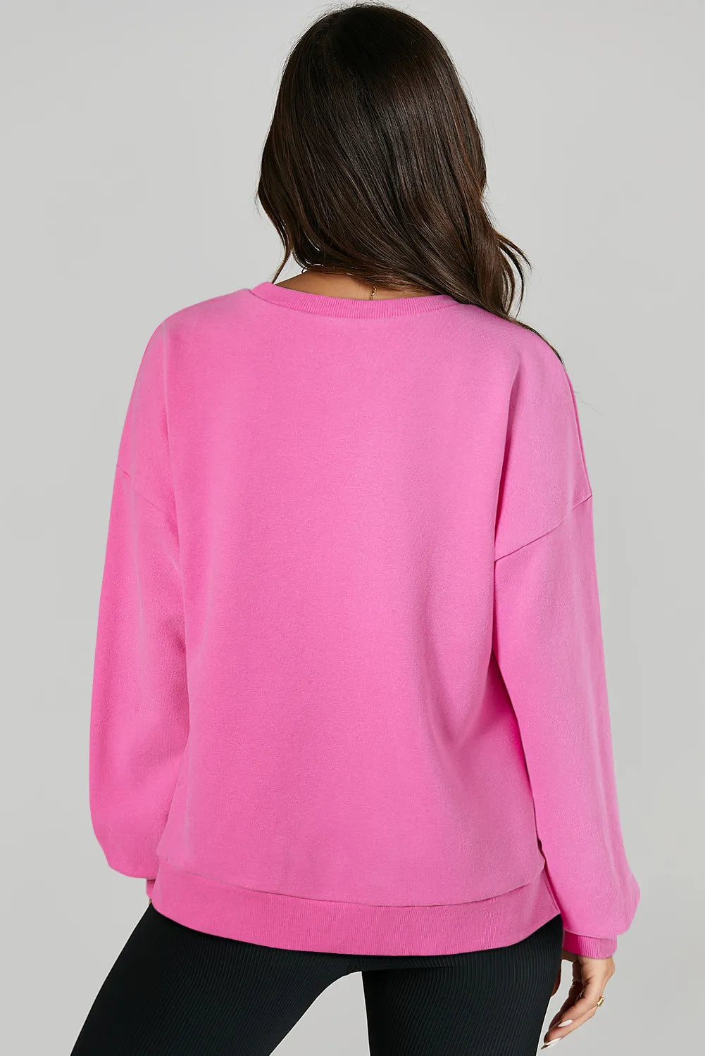 High-Low Round Neck Long Sleeve Sweatshirt - Lilixa.store