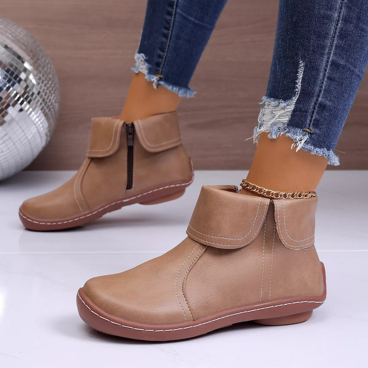 Round Toe Side Zipper Boots - Lilixa.store