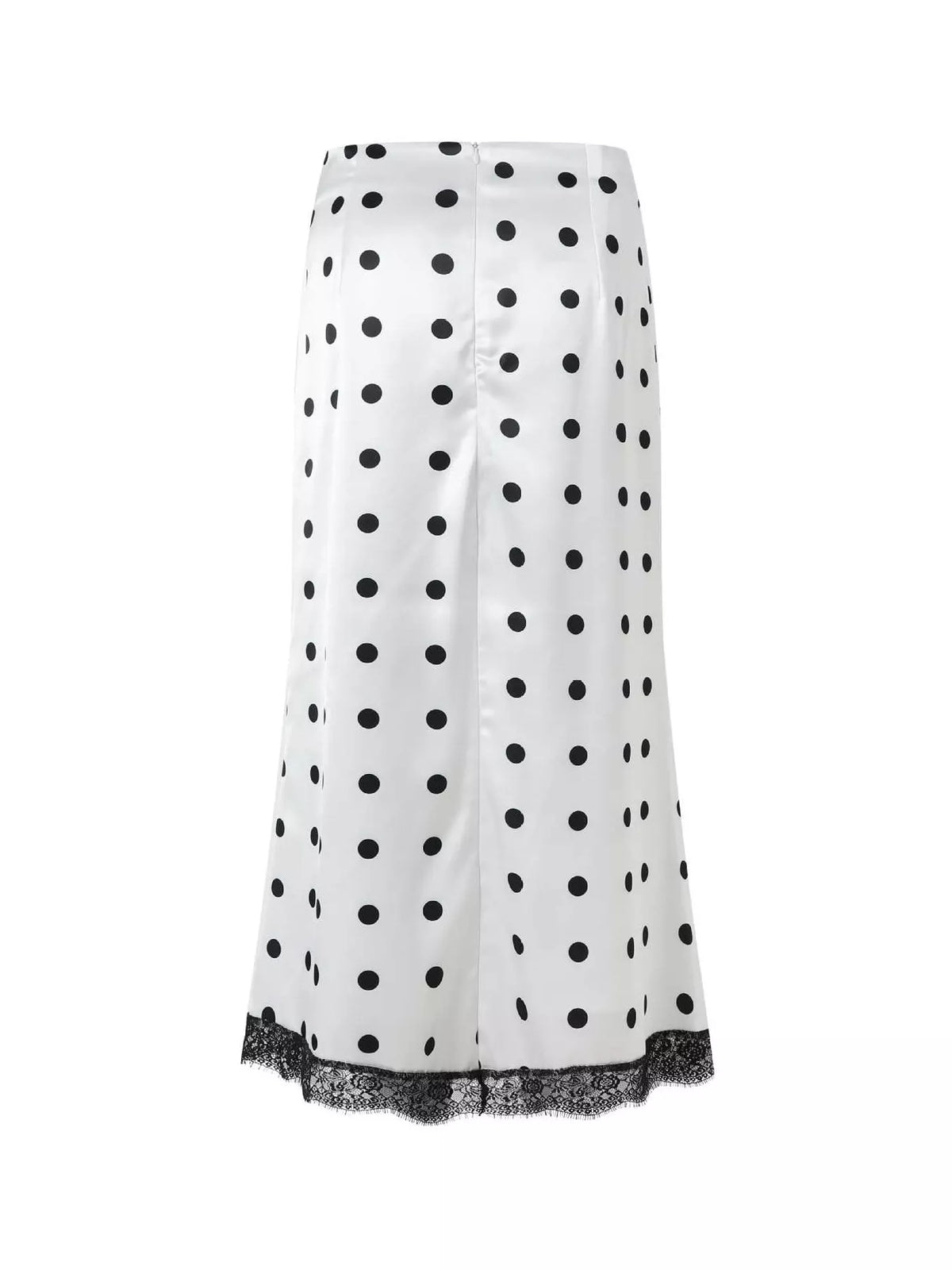 Polka Dot Midi Skirt with Lace Trim - Lilixa.store