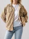 Studded Collared Neck Button Up Jacket - Lilixa.store