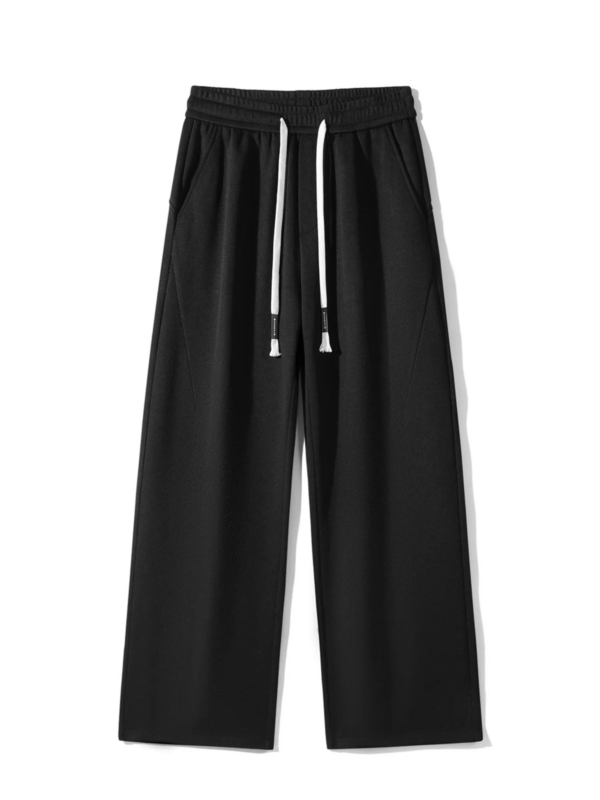 Men's Plus Size Casual Drawstring Wide Leg Pants in Black