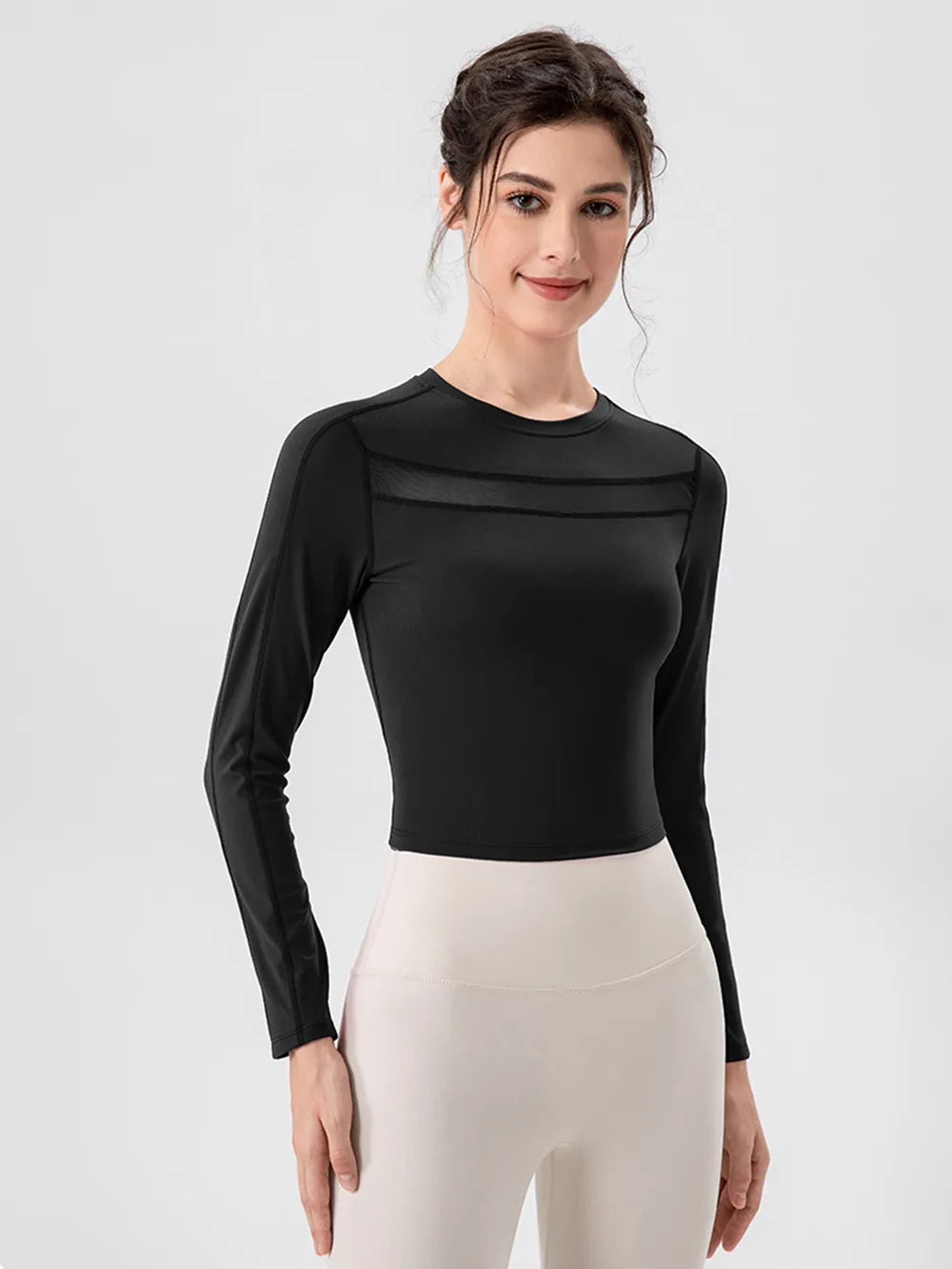 Round Neck Long Sleeve Active T-Shirt - Lilixa.store