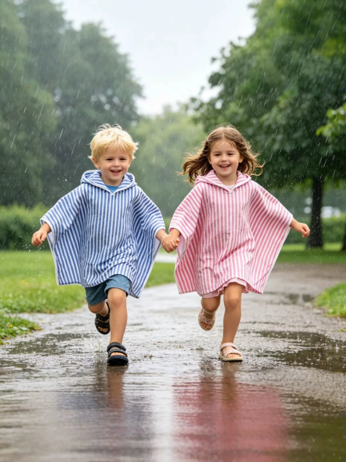 Children's Striped Hooded Poncho - Lilixa.store