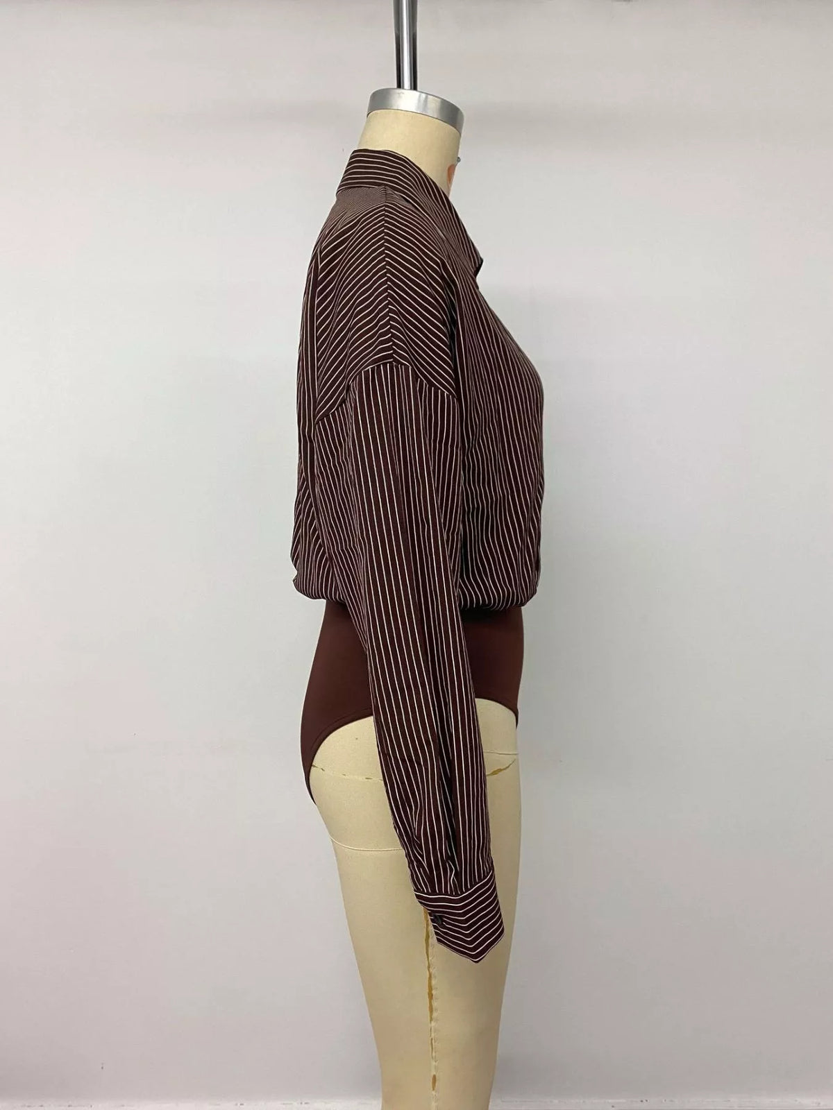Striped Button-Up Bodysuit - Lilixa.store