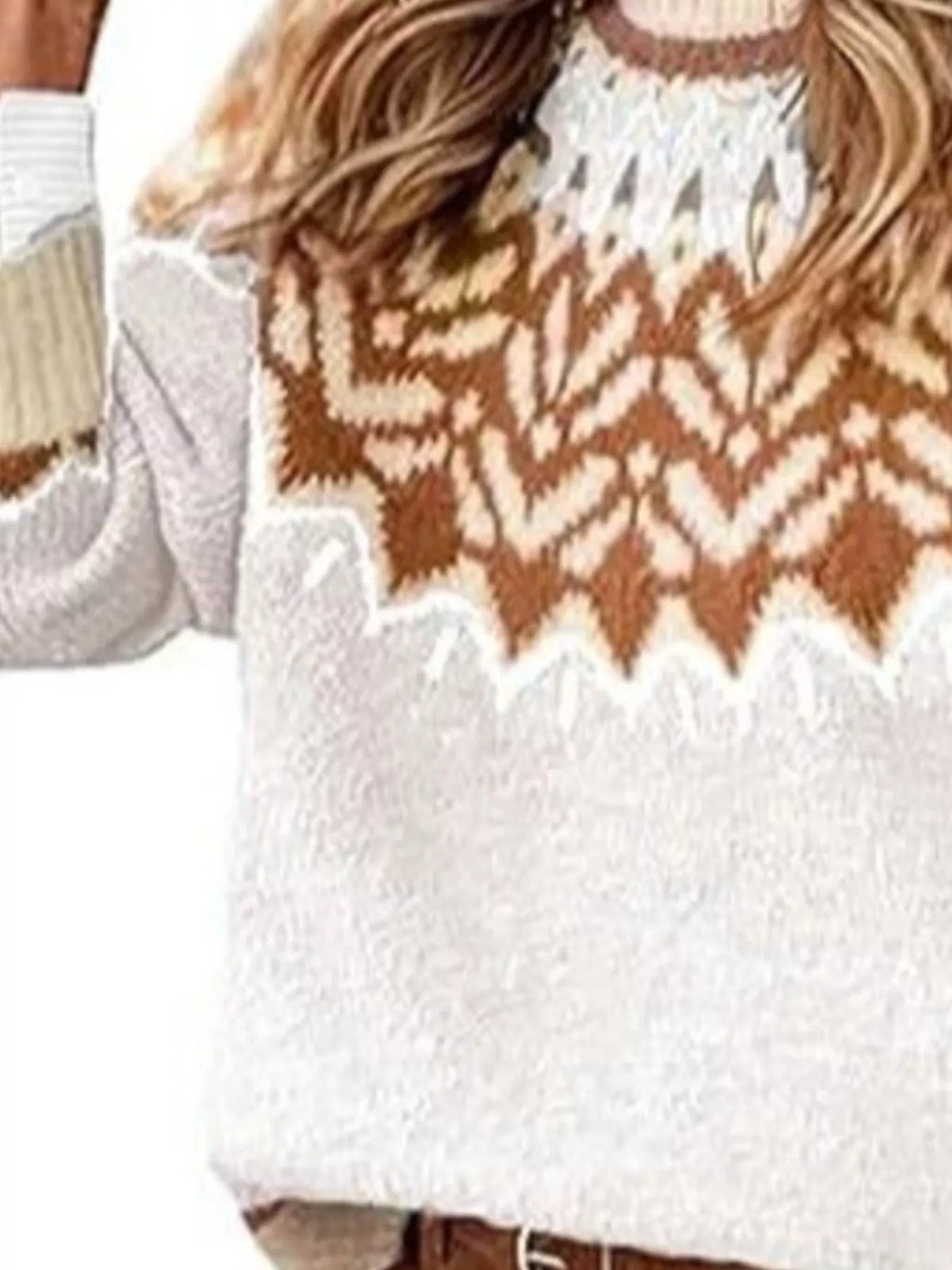 Full Size Fair Isle Patterned Long Sleeve Sweater Plus Size