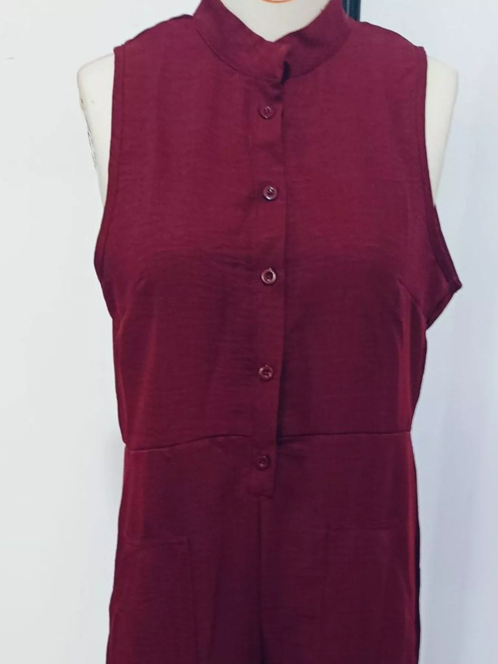 Full Size Button Front Sleeveless Jumpsuit Plus Size - Lilixa.store