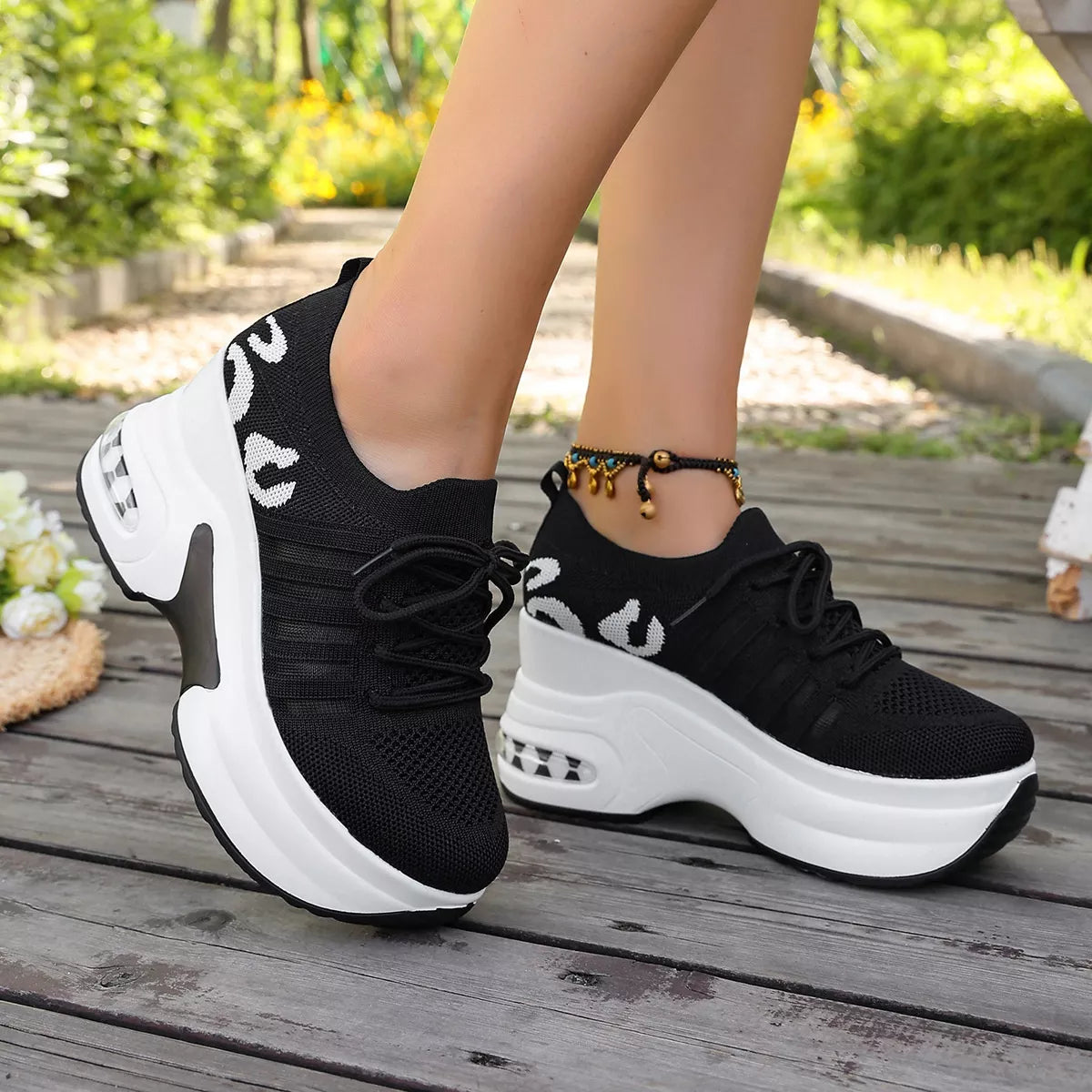 Round Toe Platform Sneakers - Lilixa.store