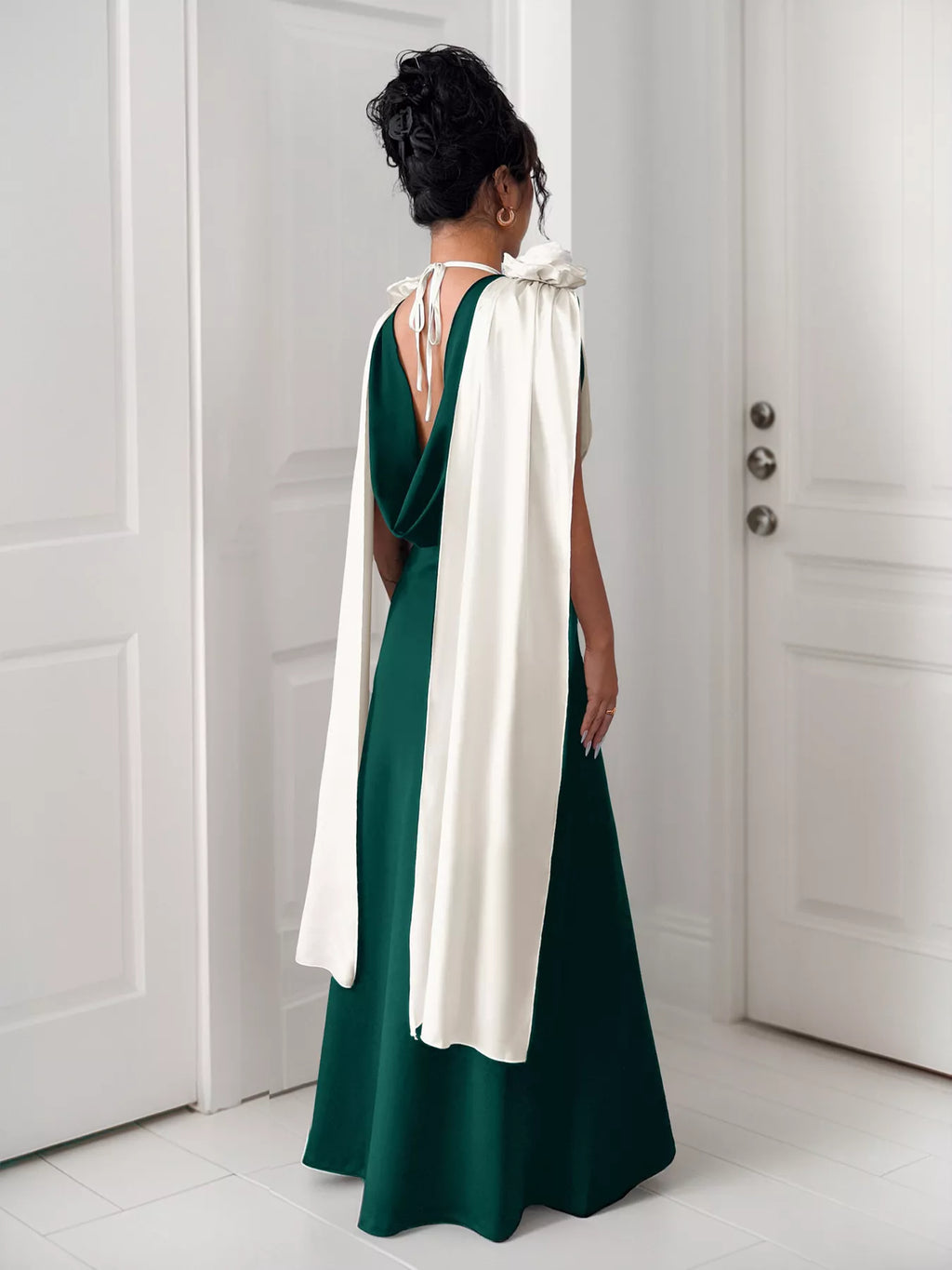 Floral Applique Two Tone Maxi Dress - Lilixa.store