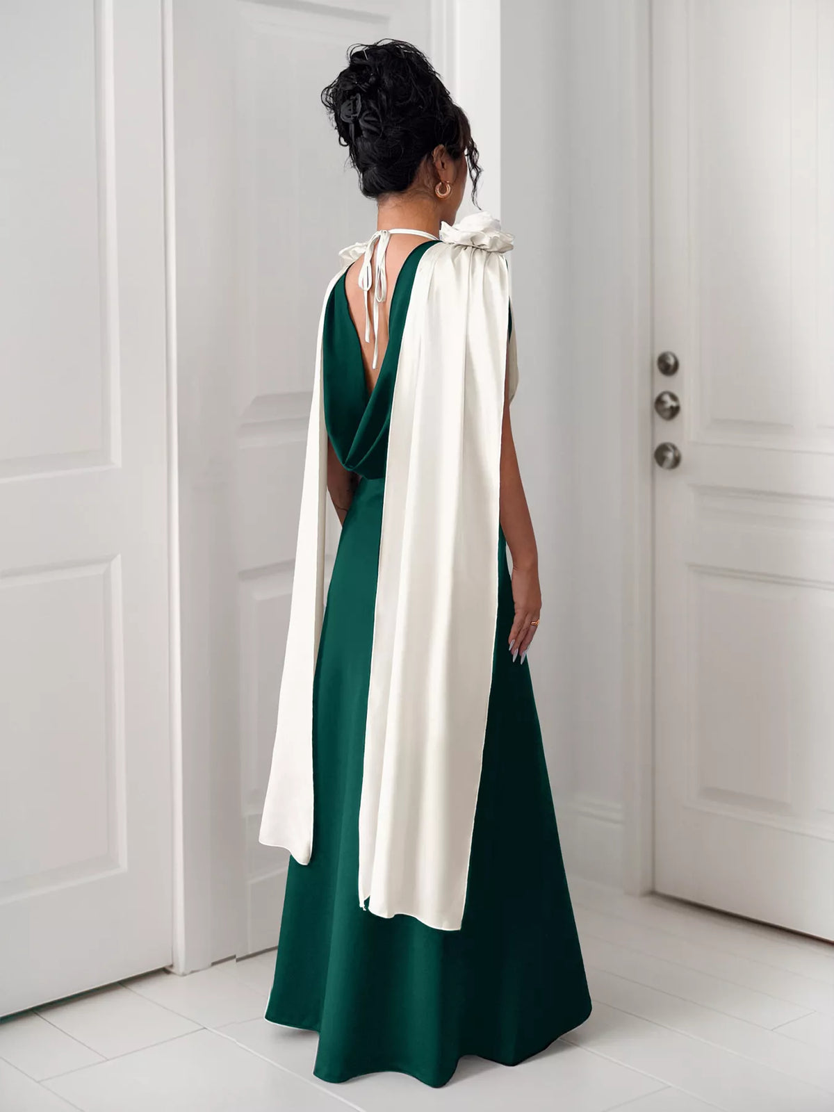 Floral Applique Two Tone Maxi Dress - Lilixa.store