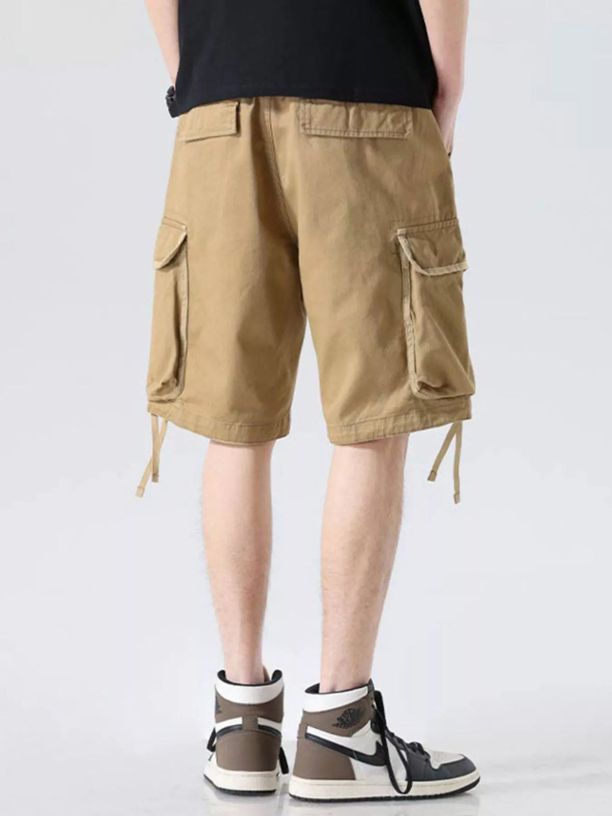 Men's Drawstring Wide Leg Cargo Shorts, view 6