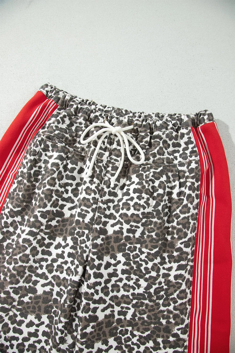 Leopard Patchwork Elastic Waist Jeans - Lilixa.store