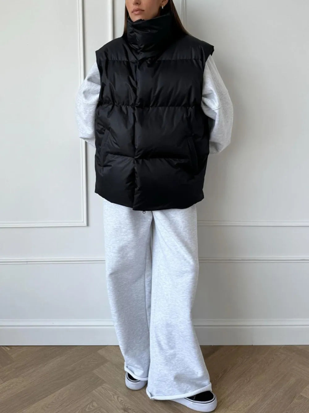 Zip Up Turtleneck Vest Coat, view 6