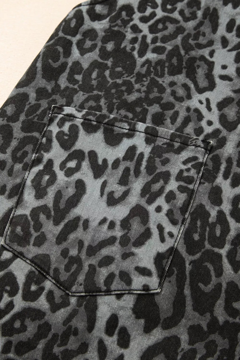 Leopard Print Button Adjustable Straps Cropped Loose Denim Overalls - Lilixa.store